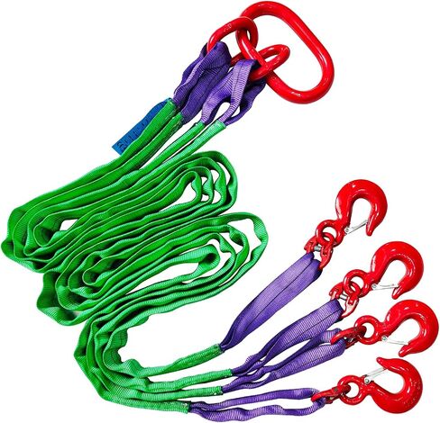 Heavy Duty Two Leg Bridle Web Sling 5ft 8800lbs Capacity Lifting Slings Straps with G80 Alloy Steel Grab Hooks Polyester Bridle Sling for Cargo Security Towing and Handling in Saudi Arabia