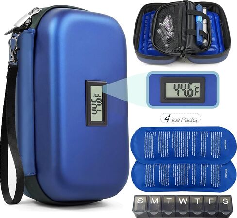 Insulin Pens Cooler Travel Case with Temperature Display and Compact Diabetic Travel Case - Two Sizes Insulin Travel Case for More Scenes, with 4Pcs TSA Approved Ice Packs. in Saudi Arabia