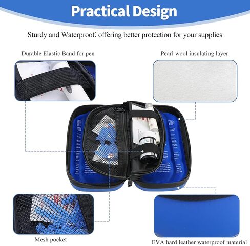 Insulin Pens Cooler Travel Case with Temperature Display and Compact Diabetic Travel Case - Two Sizes Insulin Travel Case for More Scenes, with 4Pcs TSA Approved Ice Packs. in Saudi Arabia