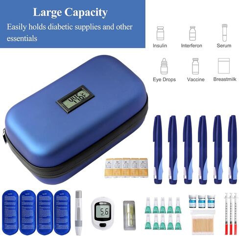 Insulin Pens Cooler Travel Case with Temperature Display and Compact Diabetic Travel Case - Two Sizes Insulin Travel Case for More Scenes, with 4Pcs TSA Approved Ice Packs. in Saudi Arabia