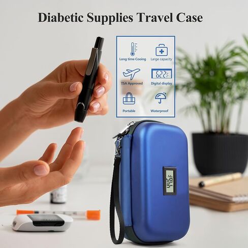 Insulin Pens Cooler Travel Case with Temperature Display and Compact Diabetic Travel Case - Two Sizes Insulin Travel Case for More Scenes, with 4Pcs TSA Approved Ice Packs. in Saudi Arabia