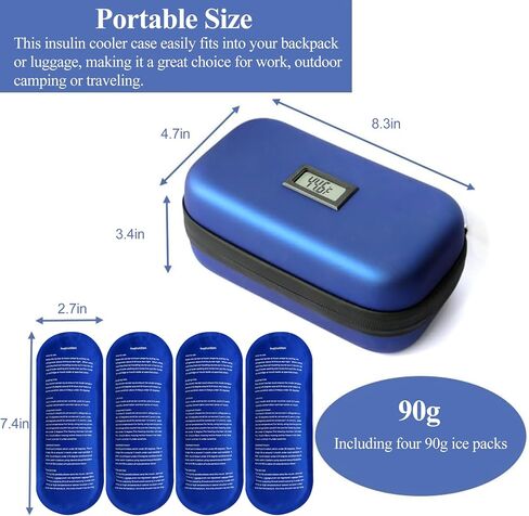 Insulin Pens Cooler Travel Case with Temperature Display and Compact Diabetic Travel Case - Two Sizes Insulin Travel Case for More Scenes, with 4Pcs TSA Approved Ice Packs. in Saudi Arabia