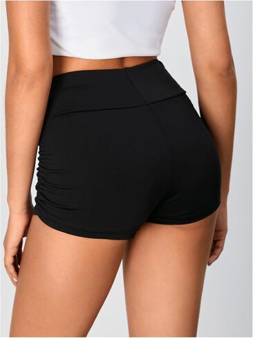 WDIRARA Women's High Waisted Butt Lifting Shorts Workout Ruched Biker Running Shorts in Saudi Arabia