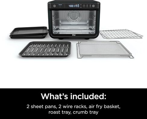 نينجا بريستيج سمارت XL مع نظام برو كوك 10 في 1 فرن تحميص الهواء الرقمي على سطح المنضدة مع مقلاة هوائية، شواء هوائي، شواء وخبز، ميزان حرارة برو كوك، 1800 واط، ستانلس ستيل، DT551 in Kuwait