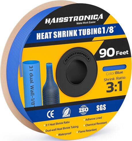 haisstronica 3:1 Heat Shrink Tubing, Shrink Ratio Adhesive Lined Marine Grade Heat Shrink Tube for Home, Automotive and Industrial (Black) 65FT 1-1/4inch in Saudi Arabia