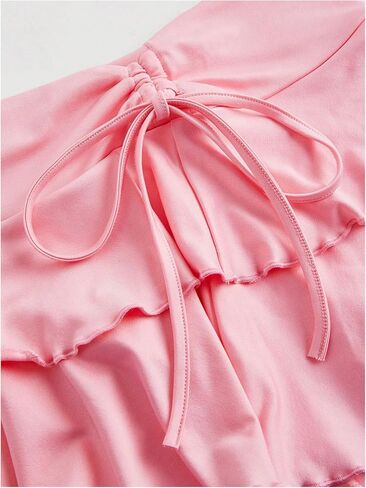 Women's Drawstring Bow Side Mini Skirts Tiered Layer Ruffle Elastic Waist Y2K Coquette Short Skirts in Kuwait