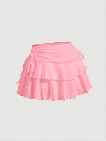 Women's Drawstring Bow Side Mini Skirts Tiered Layer Ruffle Elastic Waist Y2K Coquette Short Skirts in Kuwait