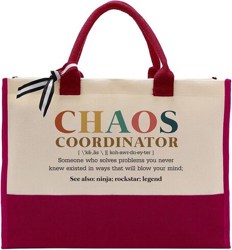 EDCTO Canvas Tote Bag, Cotton Canvas Tote Bag, Chaos Coordinator Bag, Gifts for Boss Lady/Friend/Coworker/Teacher, Mom Birthday Gift, Canvas Tote Bags for Women, Womens Weekend Bag, Canvas Beach Bag in Saudi Arabia