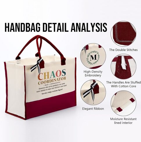 EDCTO Canvas Tote Bag, Cotton Canvas Tote Bag, Chaos Coordinator Bag, Gifts for Boss Lady/Friend/Coworker/Teacher, Mom Birthday Gift, Canvas Tote Bags for Women, Womens Weekend Bag, Canvas Beach Bag in Saudi Arabia