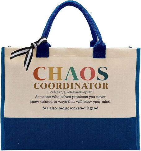 EDCTO Canvas Tote Bag, Cotton Canvas Tote Bag, Chaos Coordinator Bag, Gifts for Boss Lady/Friend/Coworker/Teacher, Mom Birthday Gift, Canvas Tote Bags for Women, Womens Weekend Bag, Canvas Beach Bag in Saudi Arabia