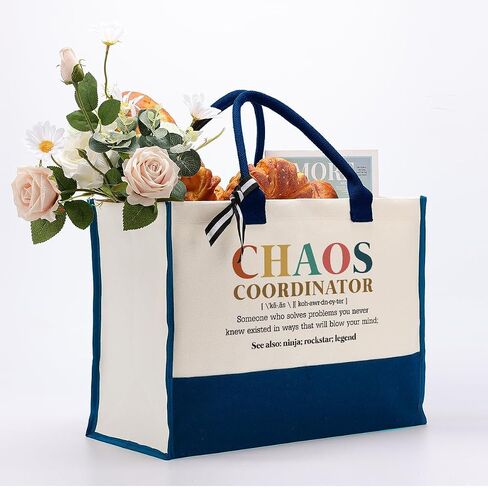 EDCTO Canvas Tote Bag, Cotton Canvas Tote Bag, Chaos Coordinator Bag, Gifts for Boss Lady/Friend/Coworker/Teacher, Mom Birthday Gift, Canvas Tote Bags for Women, Womens Weekend Bag, Canvas Beach Bag in Saudi Arabia
