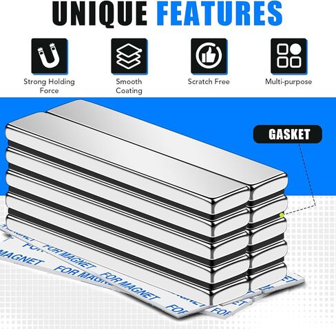 MIKEDE Heavy Duty Magnets, 12 Pack Strong Neodymium Magnets Heavy Duty Bar Magnets with Double-Sided Adhesive, Powerful Small Rare Earth Magnets for Fridge, Garage, Kitchen - 2.36 x 0.39 x 0.12in(N25) in Saudi Arabia