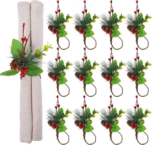 Fall Thanksgiving Napkin Rings - Fall Pumpkin Napkin Rings Set of 12 Harvest Maple Napkin Holder Autumn Berry Napkin Rings Holders for Table Decoration Wedding Banquet Holiday Dinner Party in Kuwait