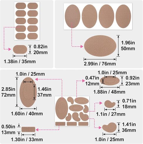 55pcs Moleskin Pads for Feet, Self-Adhesive Blister Protection Patch Stickers, Anti-Wear Flannel Mole Skin Tape Strips Padding for High Heels Loafers Boots Hiking Shoes- 5 Sheets in Kuwait