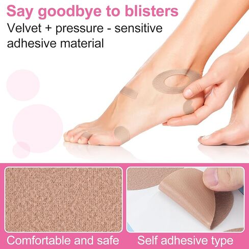55pcs Moleskin Pads for Feet, Self-Adhesive Blister Protection Patch Stickers, Anti-Wear Flannel Mole Skin Tape Strips Padding for High Heels Loafers Boots Hiking Shoes- 5 Sheets in Kuwait