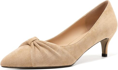 Mettesally Womens Kitten Heel Pumps Pointed Toe Mid Heels Bow Tie Comfort Slip On Heeled Shoes for Wedding Party Office in Saudi Arabia