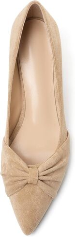Mettesally Womens Kitten Heel Pumps Pointed Toe Mid Heels Bow Tie Comfort Slip On Heeled Shoes for Wedding Party Office in Saudi Arabia