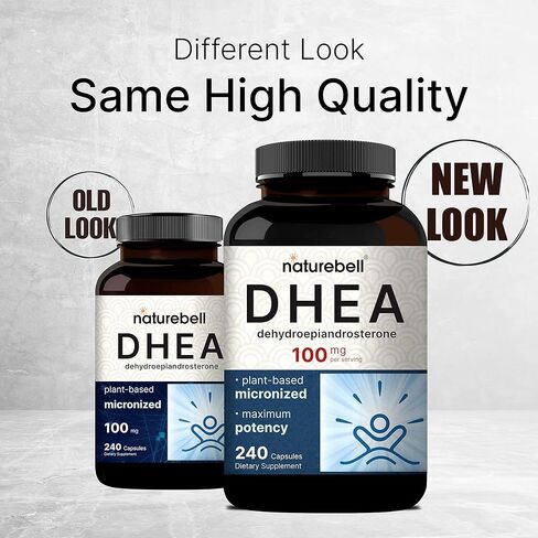 NatureBell DHEA 25mg, 300 Capsules | Micronized Grade for Better Absorption – Plant-Based DHEA Source – Supports Energy Levels & Healthy Aging for Men and Women – Non-GMO in Saudi Arabia
