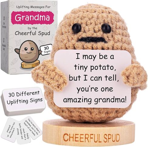 Gifts for Dog Lovers - Adorable Knitted Crochet Dog Holding Positive Signs - Unique Christmas Gift for Pet Owners, Dog Moms, Dog Dads - Dog Themed Gift for Men and Women - 30 Swappable Affirmations in Saudi Arabia