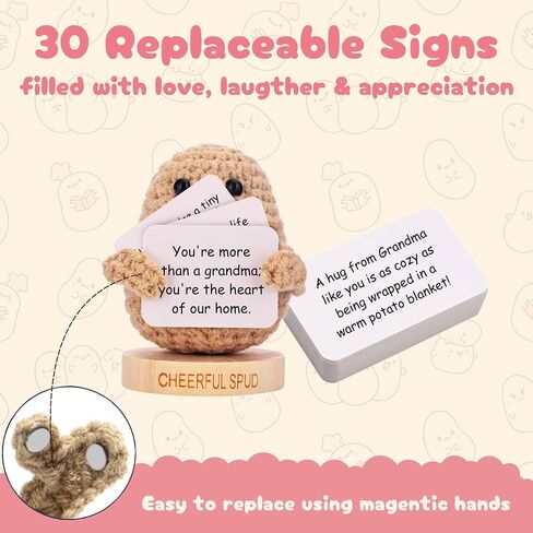 Gifts for Dog Lovers - Adorable Knitted Crochet Dog Holding Positive Signs - Unique Christmas Gift for Pet Owners, Dog Moms, Dog Dads - Dog Themed Gift for Men and Women - 30 Swappable Affirmations in Saudi Arabia