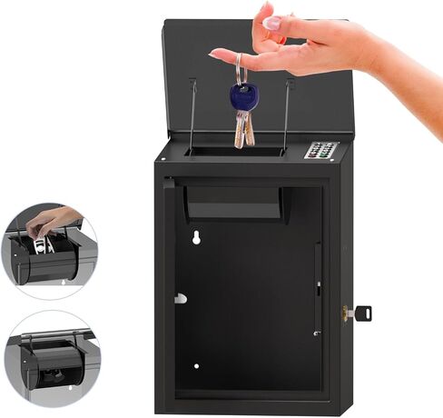Key Drop Box for Automotive, Key Return Box Wall Mount, Anti-Thief & Waterproof Design for Outdoor, Heavy-Duty Secure Storage Box for Hotel,Car Rental, Large Capacity 6x10x14 Inch in Saudi Arabia