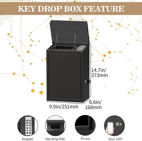 Key Drop Box for Automotive, Key Return Box Wall Mount, Anti-Thief & Waterproof Design for Outdoor, Heavy-Duty Secure Storage Box for Hotel,Car Rental, Large Capacity 6x10x14 Inch in Saudi Arabia