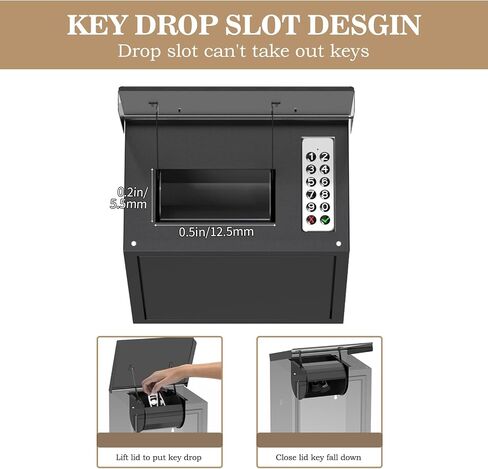 Key Drop Box for Automotive, Key Return Box Wall Mount, Anti-Thief & Waterproof Design for Outdoor, Heavy-Duty Secure Storage Box for Hotel,Car Rental, Large Capacity 6x10x14 Inch in Saudi Arabia