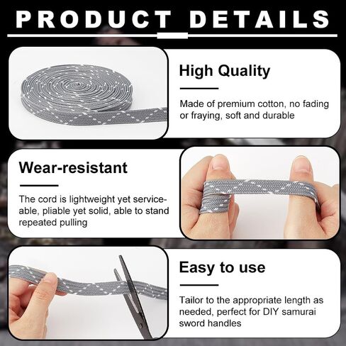 OLYCRAFT 5.5 Yards/5M Blue Ito Sageo Wrapping Cord 0.4 Inch Wide Cotton Sword Handle Cord Tsukamaki Sageo Wrapping Cord for Japanese Samurai Katana Swords Handle Rope in Saudi Arabia