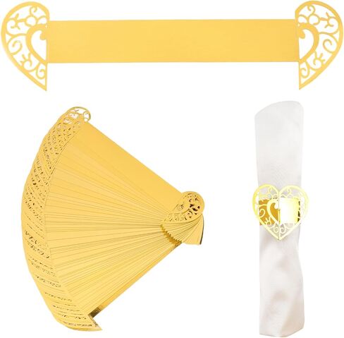 Gold Reflective Napkin Holder Rings, 50 Pcs Crown Paper Napkin Rings Buckles Holder for Wedding Dinner Party Celebration Table Centerpieces Decor in Saudi Arabia