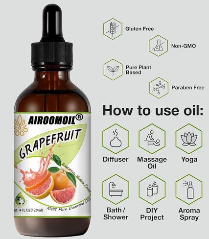 Pure Grapefruit Essential Oil - Fresh Citrus Scent Aromatherapy for Diffusers, Candle Soap Making, Massage Oil 4 Fl Oz in Saudi Arabia