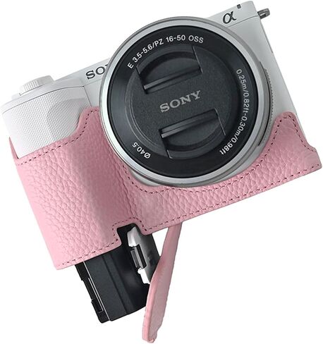 MUZIRI KINOKOO Case for Sony ZV-E10 II Camera - Retro Style Genuine Leather Half Protective Case for Sony Alpha ZVE10 II/ZV-E10 II Camera - with Opening Bottom and Hand Grip Design - Blue in Kuwait
