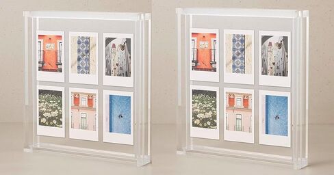 Elil Pink Polaroid Frame for Polaroid Film Fujifilm Instax Film Pink Polaroid Picture Frame 8.3" x 7.6" Collage Frame Family and Wedding Collage Picture Frames Double Glass Acrylic Floating Frame in Saudi Arabia