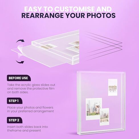Elil Pink Polaroid Frame for Polaroid Film Fujifilm Instax Film Pink Polaroid Picture Frame 8.3" x 7.6" Collage Frame Family and Wedding Collage Picture Frames Double Glass Acrylic Floating Frame in Saudi Arabia