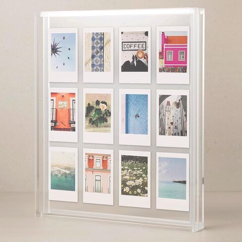 Elil Pink Polaroid Frame for Polaroid Film Fujifilm Instax Film Pink Polaroid Picture Frame 8.3" x 7.6" Collage Frame Family and Wedding Collage Picture Frames Double Glass Acrylic Floating Frame in Saudi Arabia