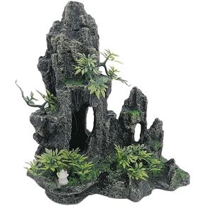 Aquarium Ornament，Mountain View Fish Tank Decorations，Fish Tank Rock,Aquarium Rock Decor for Betta, Aquascaping - Medium