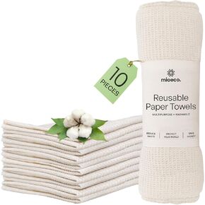 20 Pack Reusable Paper Towels Washable - Nature Friendly - Organic Cotton Alternative - Thick, Strong, Paperless Kitchen Dish Cloths - Reusable Napkins - Dish Towels - Cloth Napkin - Kitchen Towels