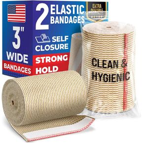 Premium Elastic Bandage Wrap - 3" (5pk) - Strong Compression - Self-Closing Reusable Bandages for Legs and Arms - Wrist, Elbow, Foot, Knee Wrap