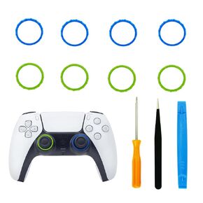 8pcs Controller Accent Rings for PS5 Game Controller (Red & Light Blue)