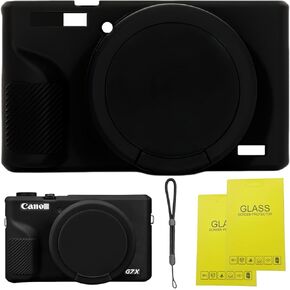 Case for Canon Powershot G7 X Mark III Digital Camera,Soft Silicone Case for Canon Powershot G7X Mark III DSLR Camera,Comes with 2 Screen Protectors and 1 Wrist Strap. (Pink Green Jelly)