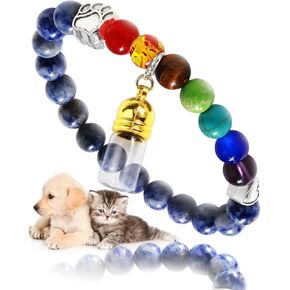 Pet Memorial Gift for Loss of Dogs Cat, Rainbow Bridge Glass Jar Bracelet, Cylinder Cat Dog Urn for Pet Ashes Cremation Keepsake Women and Men Who Dog Sympathy Commemorative Gift