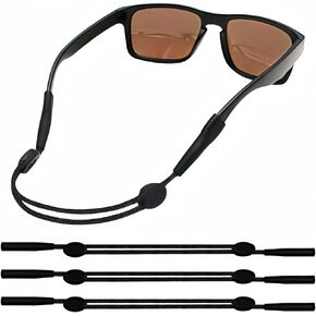 Adjustable Glasses Straps -3 Pcs No Tail Adjustable Eyewear Retainer Cable Strap: Sunglasses, Eyeglasses, Glasses, Black(14 Inch)