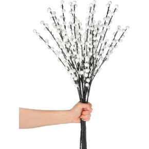 WILLBOND Artificial Red Berry Stems 21.6 Inch Christmas Red Berries Holly Berry Branches for Christmas Tree New Year Decor DIY Craft (8, Simple Style)