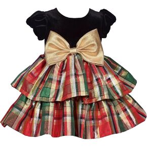 Bonnie Jean Baby Girls 3M-4T Velvet Plaid Taffeta Christmas Dress
