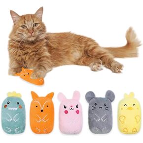 Interactive Catnip Toys for cat, Cat Chew Toy, Cat Plush Toys for Bored Indoor Adult Cats, Catnip Infused Kicker Toy for Endless Fun, cute little monster, Set of 6