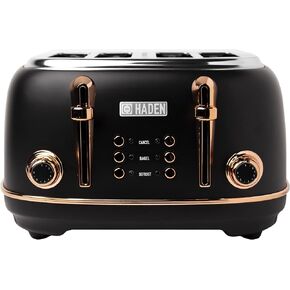Haden Margate Poodle & Blonde Stainless Steel 4 Slice Toaster with Wide Slots, 6 Browning Control, and Removable Crumb Tray, Pale Pink/Chrome