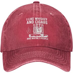 Sefgaen I Like Whiskey and Cigars and Maybe 3 People Hat Women Baseball Hat Adjustable Cap Navy Blue