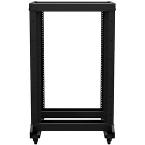 NavePoint 4-Post Adjustable Rack, 25U, 12-24 Threaded, Includes Casters, Black, SRB Series