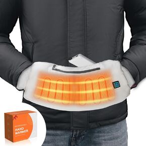 Heated Hand Warmer Pouch with 10000 mAh Rechargeable Battery, Up to 15 Hours of Warmth Electric Heated Hand Muff, Ideal for Football, Golf, Hunting, Fishing, Camping, Winter Outdoor Walk - Gray