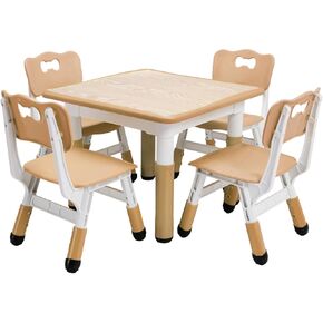 Kids Table and Chairs Set, Height Adjustable Desk for Ages 2-10,Arts & Crafts Table,Graffiti Desktop, Non-Slip Legs, Max 300lbs, Children Multi-Activity Table for Classrooms,Daycares,Home