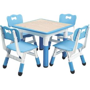 Kids Table and Chairs Set, Height Adjustable Desk for Ages 2-10,Arts & Crafts Table,Graffiti Desktop, Non-Slip Legs, Max 300lbs, Children Multi-Activity Table for Classrooms,Daycares,Home